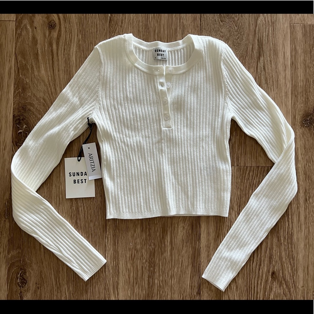 Aritzia (Sunday Best) Sienna Cropped Sweater in White (NWOT)